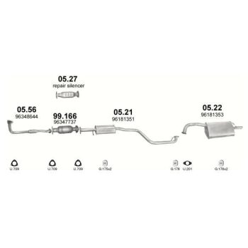 глушитель на DAEWOO LEGANZA, 97 - 08