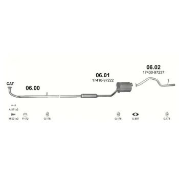 глушитель на DAIHATSU CUORE (L700), 98 - 03