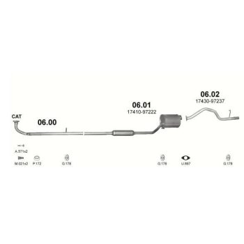 глушитель на DAIHATSU CUORE (L700), 98 - 03