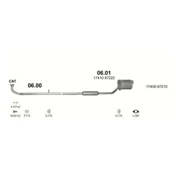 глушитель на DAIHATSU MOVE (L600/L610/L900/L910/L150/L160), 95 - 06