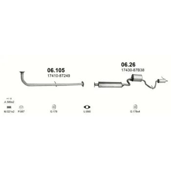 глушитель на DAIHATSU MOVE (L600/L610/L900/L910/L150/L160), 95 - 06