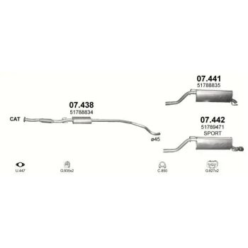 глушитель на FIAT PUNTO GRANDE, 05-12