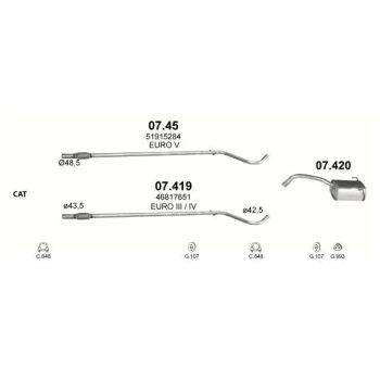 глушитель на FIAT PANDA (II), 03 - 12