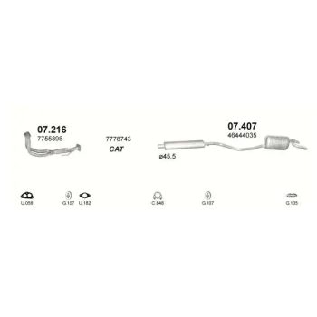 глушитель на FIAT PUNTO (I), 93 - 99