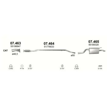 глушитель на FIAT PUNTO (II), 03 - 05