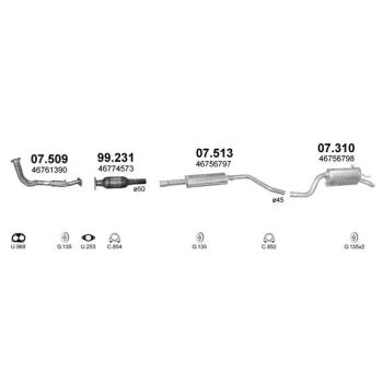 глушитель на FIAT PUNTO (II), 03 - 05