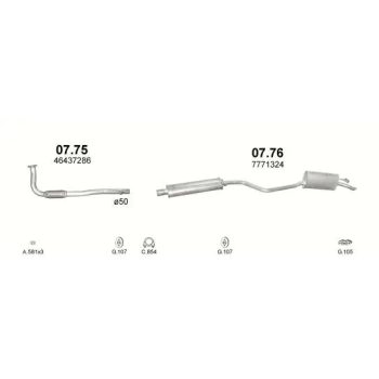 глушитель на FIAT PUNTO (I), 93 - 99