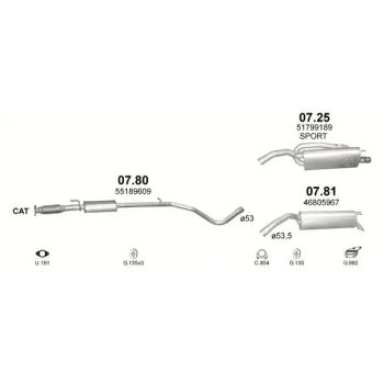 глушитель на FIAT STILO, 01 - 07