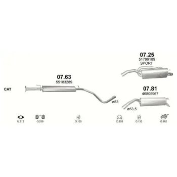 глушитель на FIAT STILO, 01 - 07