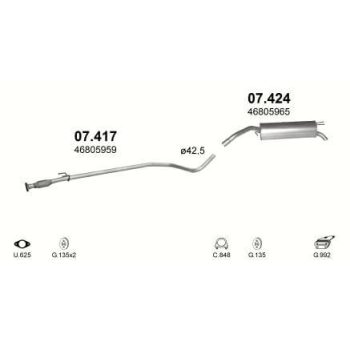 глушитель на FIAT STILO, 01 - 07