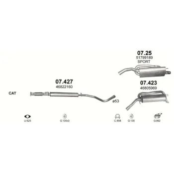 глушитель на FIAT STILO, 01 - 07