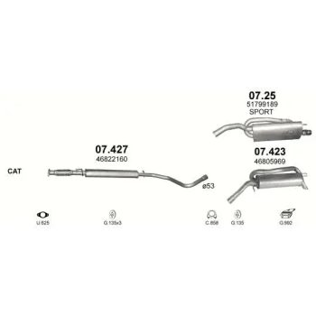 глушитель на FIAT STILO, 01 - 07