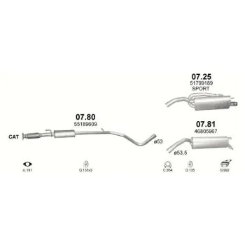 глушитель на FIAT STILO, 01 - 07