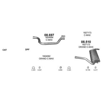 глушитель на FORD C-MAX (II), 10 - 19