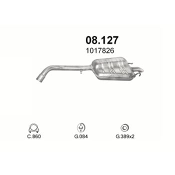 глушитель на Ford Escort 1.6, 1.8-1.6i 16V ZH, 1.8i 16V 92-95