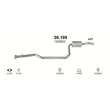 глушитель на Ford Fiesta 1.4, 1.8D-1.4i 16V, 1.8 Diesel 95-00