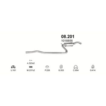 глушитель на Ford Fiesta 1.6-1.6i XR2i 89-93