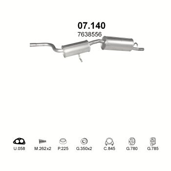 глушитель на Ford Fiesta 1.25, 1.3-1.25i 16V, 60 95-02 