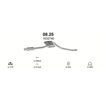 глушитель на Ford Sierra 1.6, 2.0-82-85