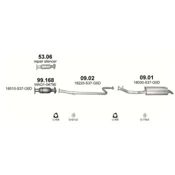глушитель на HONDA ACCORD (V), 94 - 98