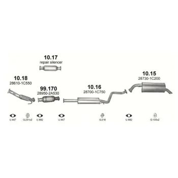 глушитель на HYUNDAI GETZ (I), 05 - 11