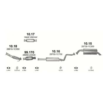 глушитель на HYUNDAI GETZ (I), 05 - 11