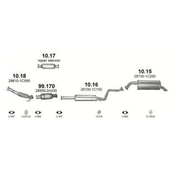 глушитель на HYUNDAI GETZ (I), 05 - 11