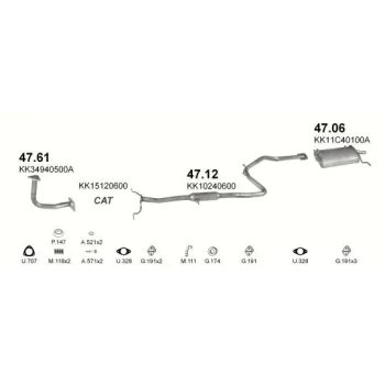 глушитель на KIA PRIDE (DA), 90 -