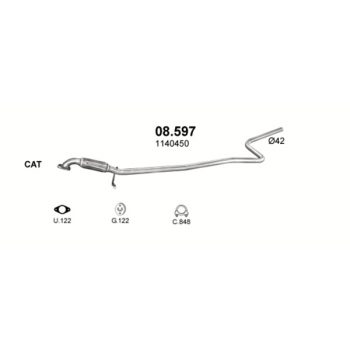 глушитель на Mazda 2 1.2, 1.4-1.2i-16V, 1.4i-16V 03-07