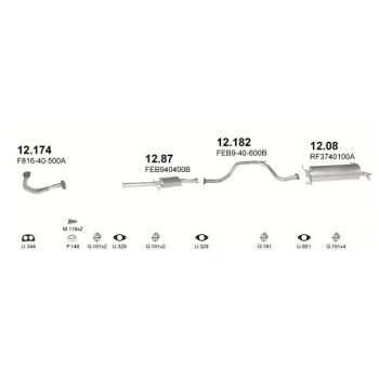 глушитель на MAZDA 626 (GD), 87 - 92