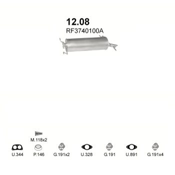 глушитель на Mazda 626 1.8, 2.0, 2.2-1.8 8V, 2.0 8V, 2.0 Diesel, 2.0 8V Man, Man, Aut, 2.2i 12V 87-92