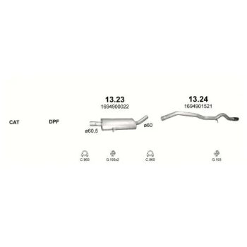глушитель на MERCEDES BENZ A-kl (W169), 08 - 12