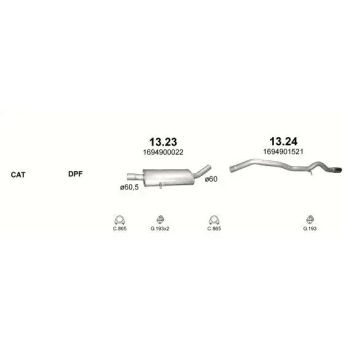 ГЛУШИТЕЛЬ MERCEDES BENZ A-kl (W169), 04 - 08