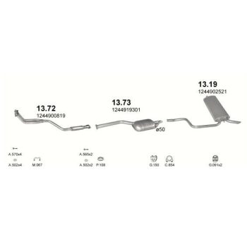 глушитель на MERCEDES BENZ (W124), 85 - 95