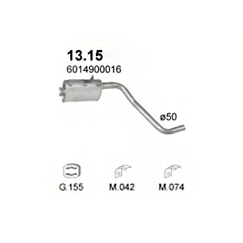 глушитель на Mercedes Benz 207D-309D 2.3 D, 2.4 D, 3.0 D-85-89