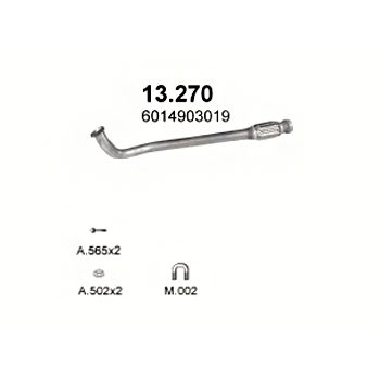 ГЛУШИТЕЛЬ Mercedes Benz 207D-410D 2.3D, 2.4D, 2.9D, 3.0D-3050MM/3350MM/3700MM, 88-91