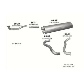 глушитель на MERCEDES BENZ BUS (1114-2422), 85-