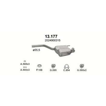 глушитель на MERCEDES BENZ C-kl (W202), 93 - 00