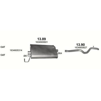 глушитель на MERCEDES BENZ M-kl (W163), 98 - 05