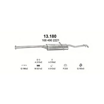 ГЛУШИТЕЛЬ Mercedes Benz W168 1.4, 1.6, 1.9-W168 A140 SWB 2423mm, W168 A160 SWB 2423mm, W168 A190 SWB 2423mm 97-04