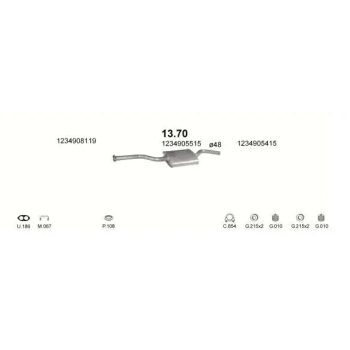 глушитель на MERCEDES BENZ E-kl (W123), 76 - 84