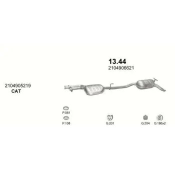 глушитель на MERCEDES BENZ E-kl (W210/S210), 95 - 99
