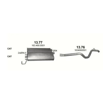 глушитель на MERCEDES BENZ M-kl (W163), 98 - 05