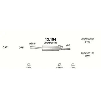 глушитель на MERCEDES BENZ SPRINTER (W906), 06 -13