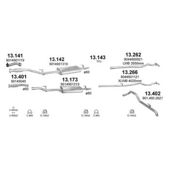 глушитель на MERCEDES BENZ SPRINTER (W901-W904), 95 - 00