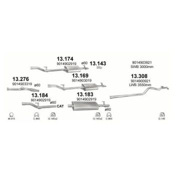 глушитель на MERCEDES BENZ SPRINTER (W901-W905), 03 - 05