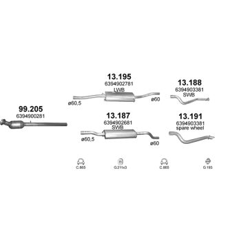 глушитель на MERCEDES BENZ VITO (639), 03-10