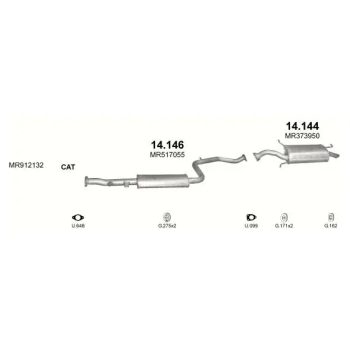 глушитель на MITSUBISHI CARISMA (I), 99 - 04