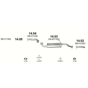 глушитель на MITSUBISHI PAJERO (I), 82 - 91