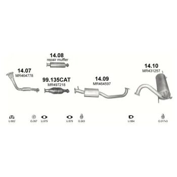 глушитель на MITSUBISHI PAJERO PININ, 98 - 06